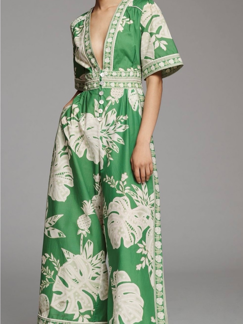 Farm Rio Monstera Wide-Leg Jumpsuit | NWT |S - Picture 2 of 7